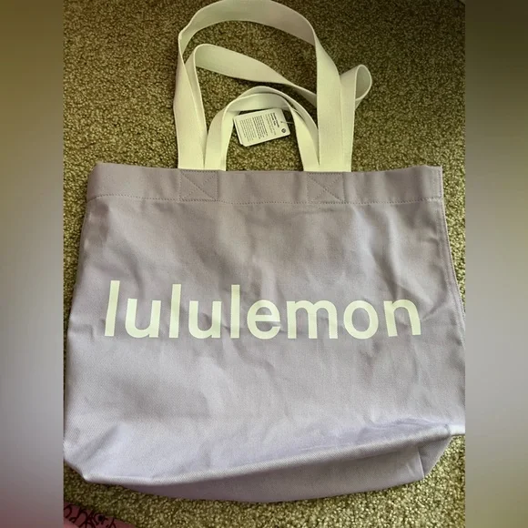 Lululemon Double Handle Canvas Tote Lilac Ether/White 17L - Picture 2 of 3